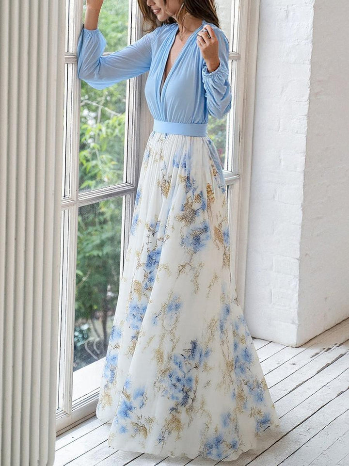 EUGENIA | Elegant Maxi Dress with Floral Pattern